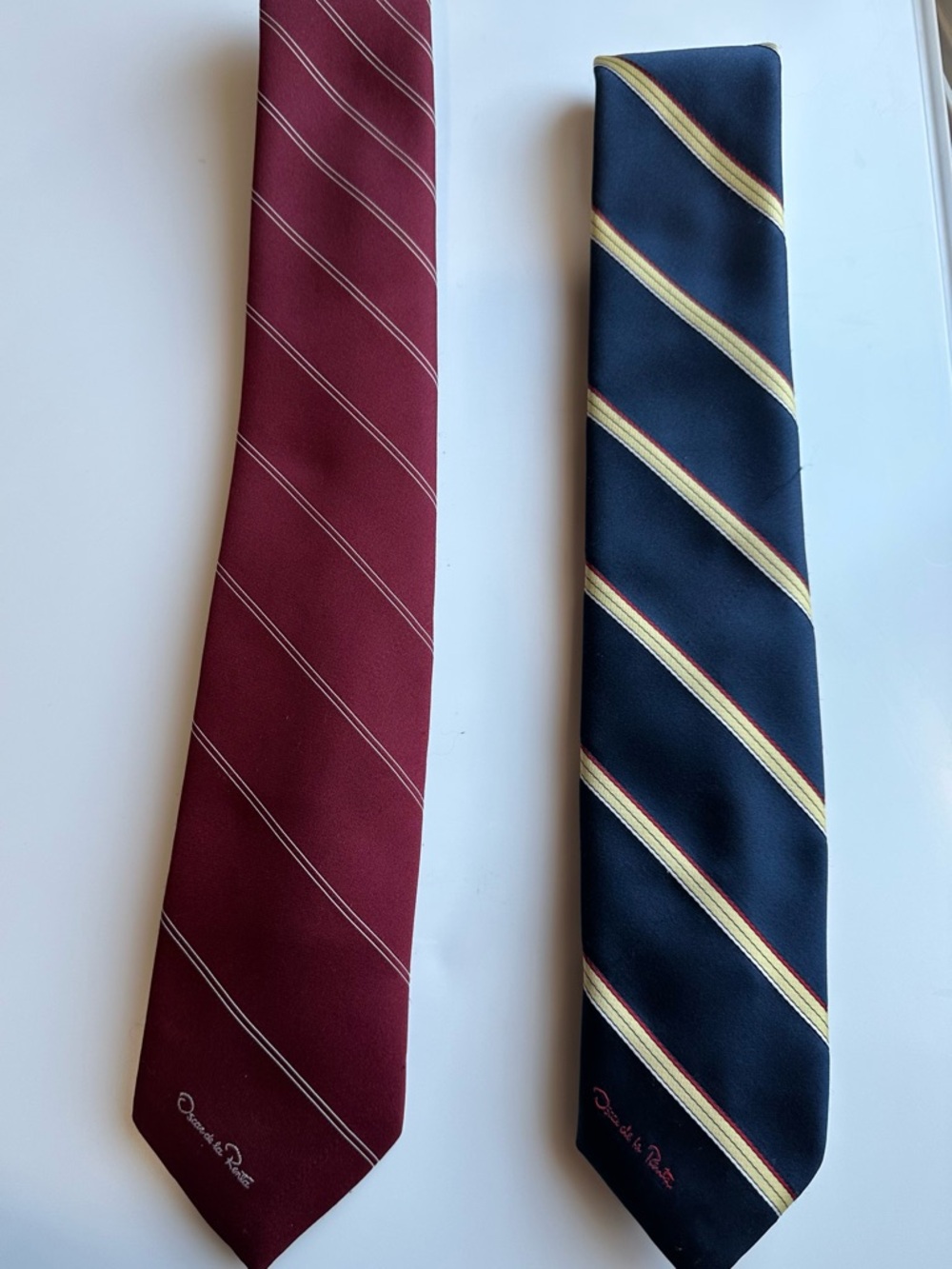 Oscar de la Renta, Men's Burgundy and Navy Striped Ties - Classic Formal Style